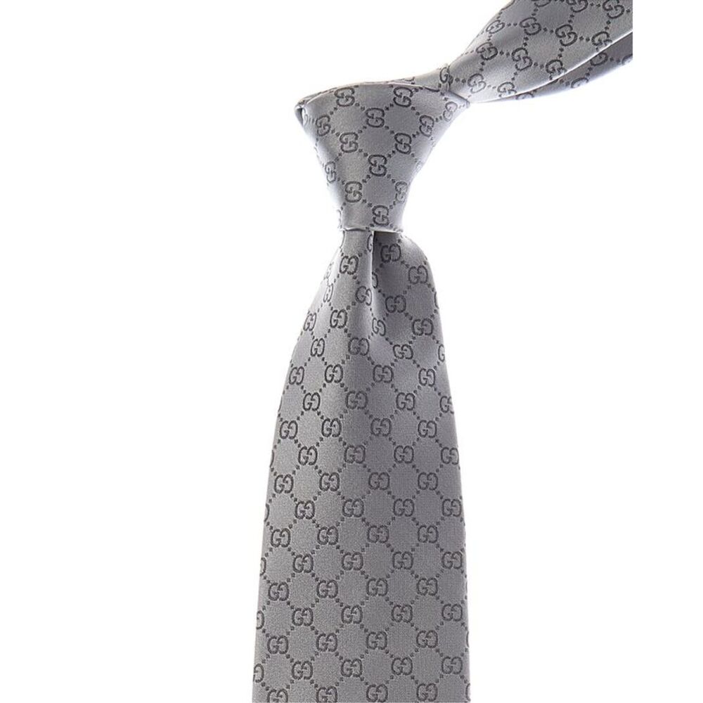 Gucci Black Gg Silk Tie, Black